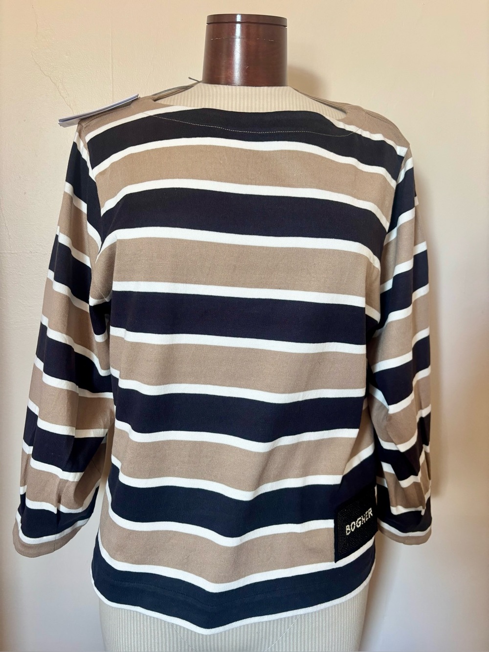 Bogner Breton Striped Long-Sleeve Knit Top   Size 10 $85
($265)
NWT